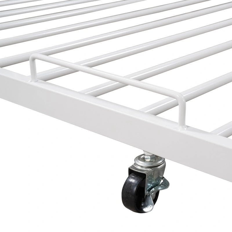 Cama de Plataforma Metálica Tamaño Queen con Nido, Puertos USB, No Requiere Box Spring