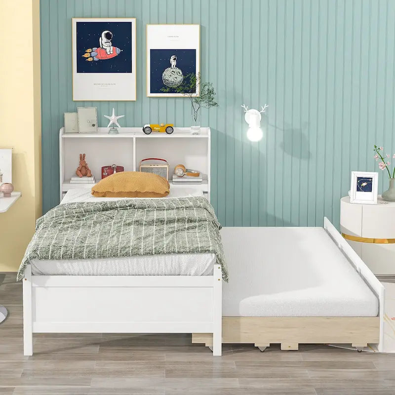 Cama individual con cama nido individual y cajones