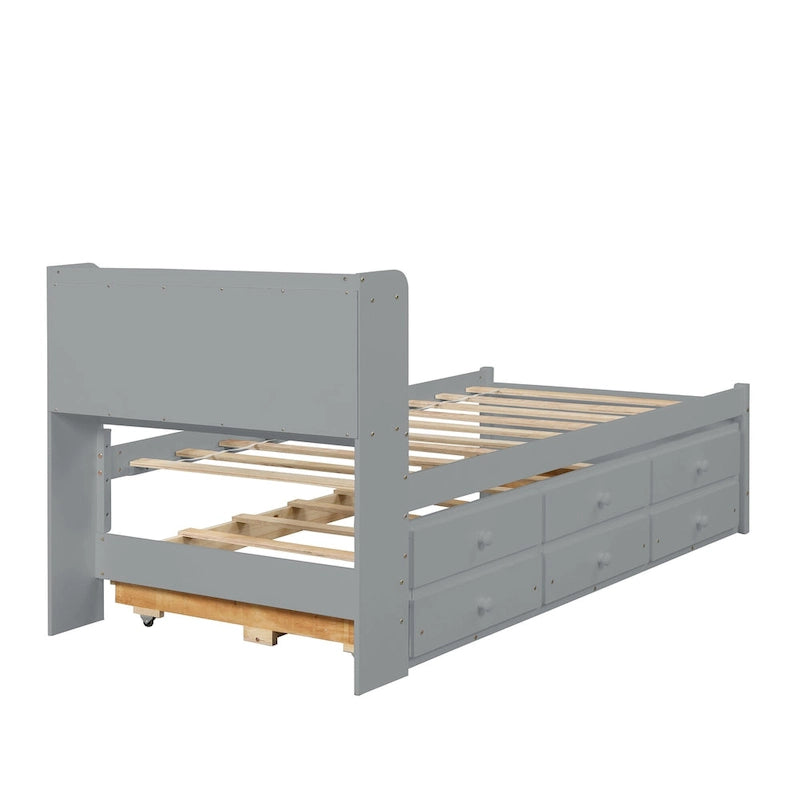 Cama individual con cama nido individual y cajones