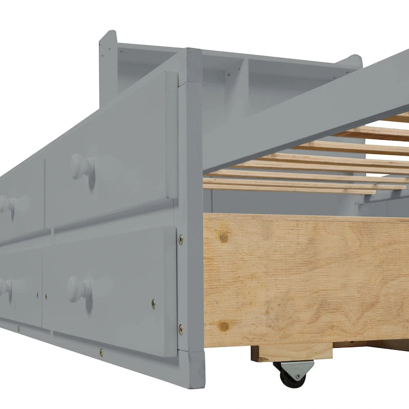 Cama individual con cama nido individual y cajones