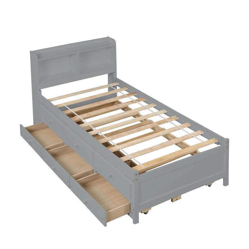 Cama individual con cama nido individual y cajones