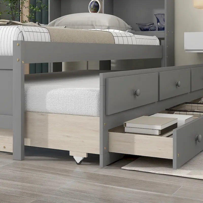 Cama individual con cama nido individual y cajones