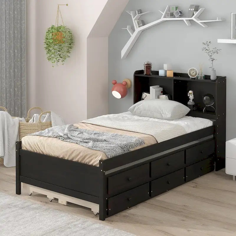 Cama individual con cama nido individual y cajones