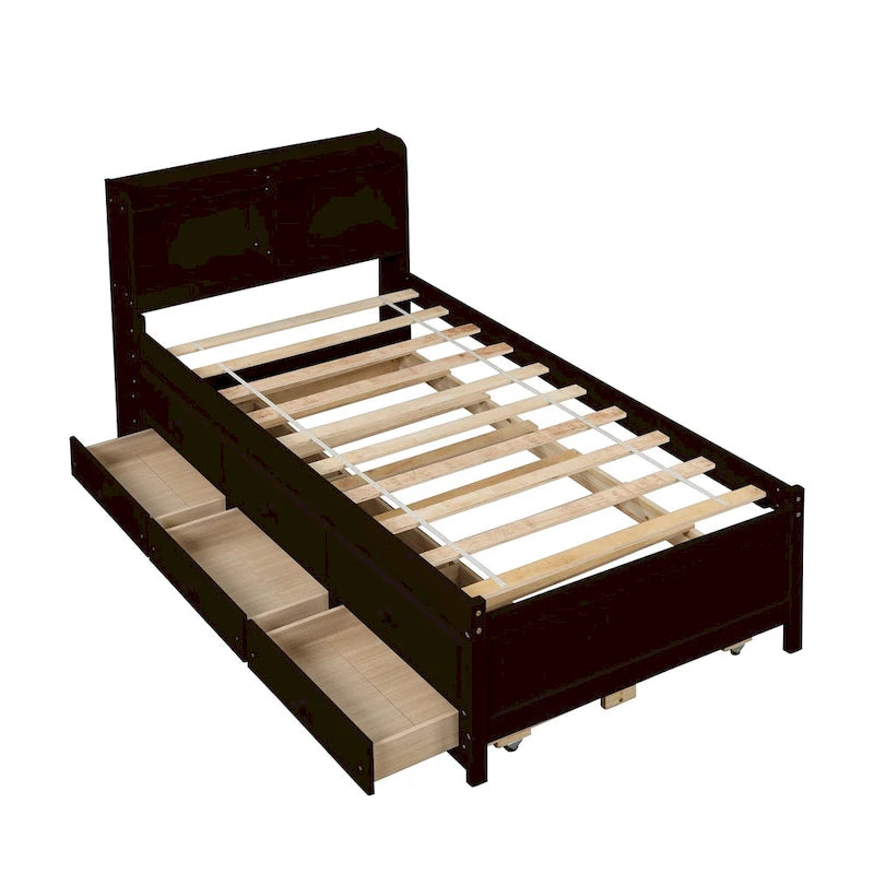 Cama individual con cama nido individual y cajones
