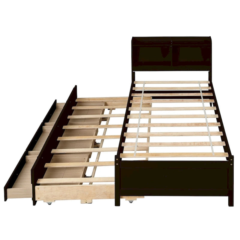Cama individual con cama nido individual y cajones