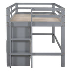 Nestfair Twin Size Loft Bed with 4 Drawers, Underneath Cabinet and Shelves