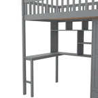 Cama alta individual con estantería, cajones, escritorio y armario