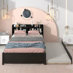 Cama doble con nido y estantería