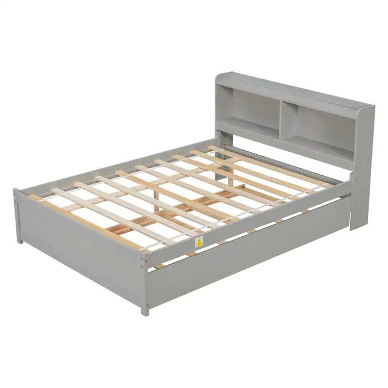 Cama doble con nido y estantería