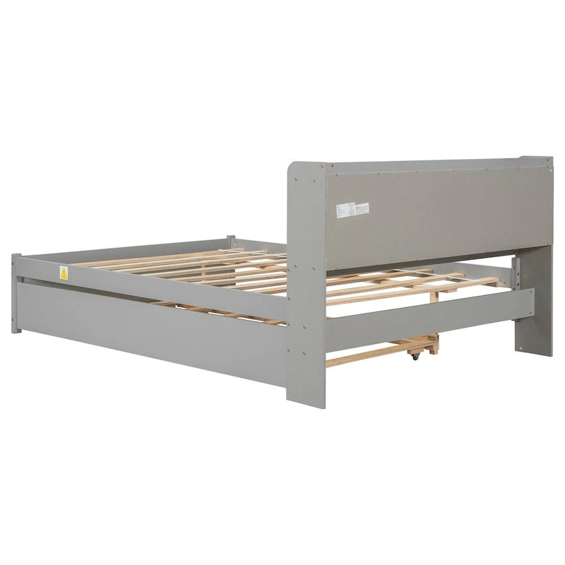 Cama doble con nido y estantería