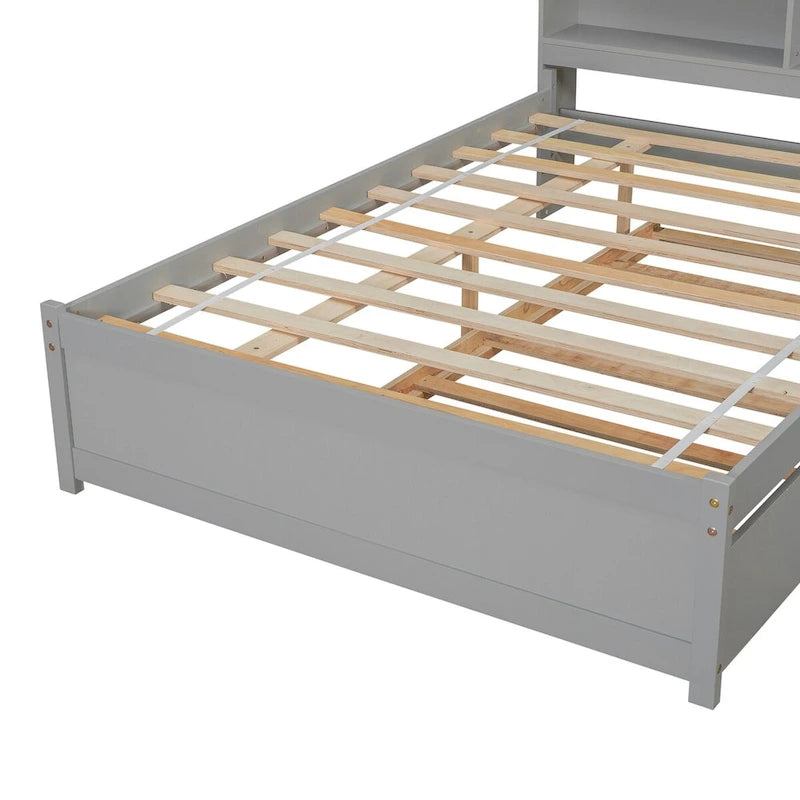 Cama doble con nido y estantería