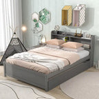 Cama doble con nido y estantería