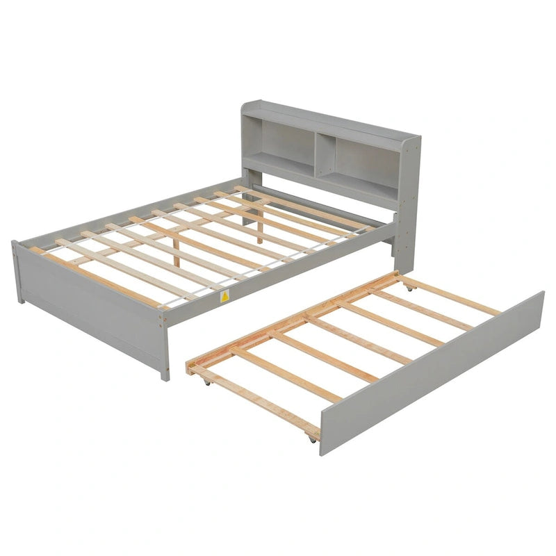 Cama doble con nido y estantería