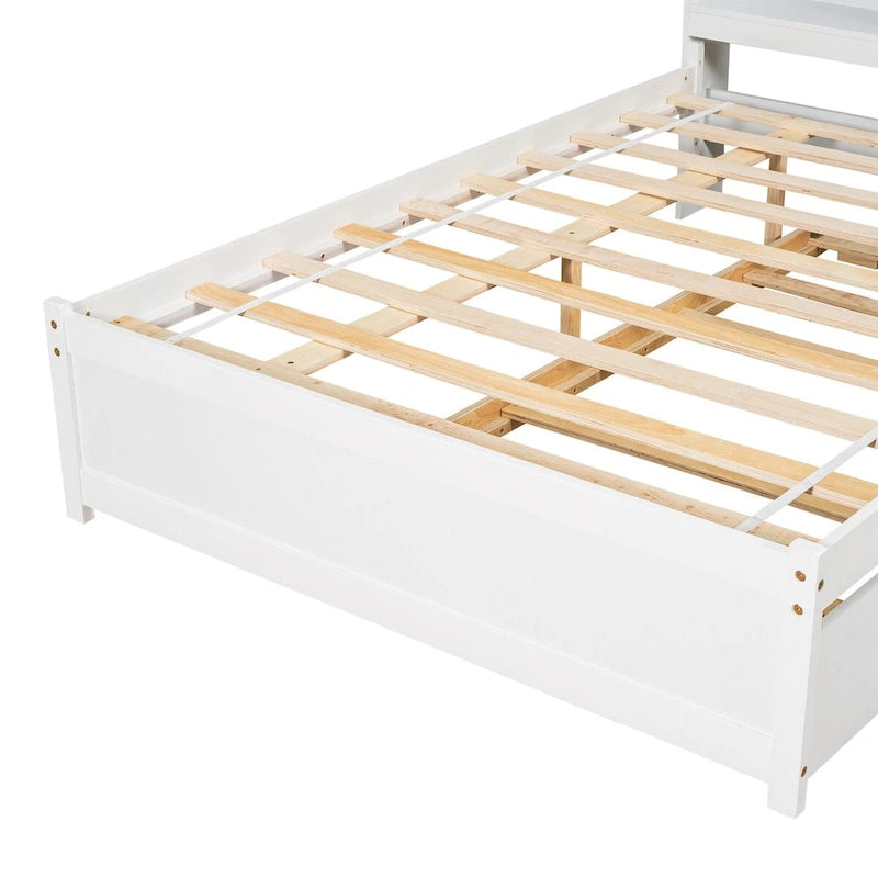 Cama doble con nido y estantería