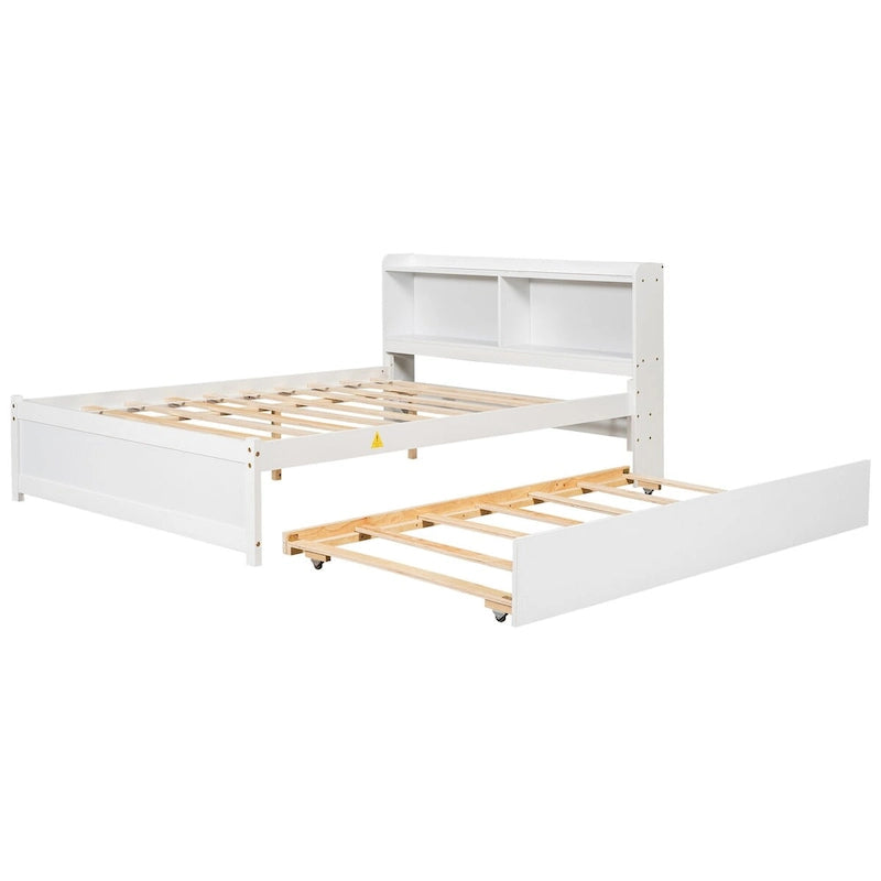 Cama doble con nido y estantería