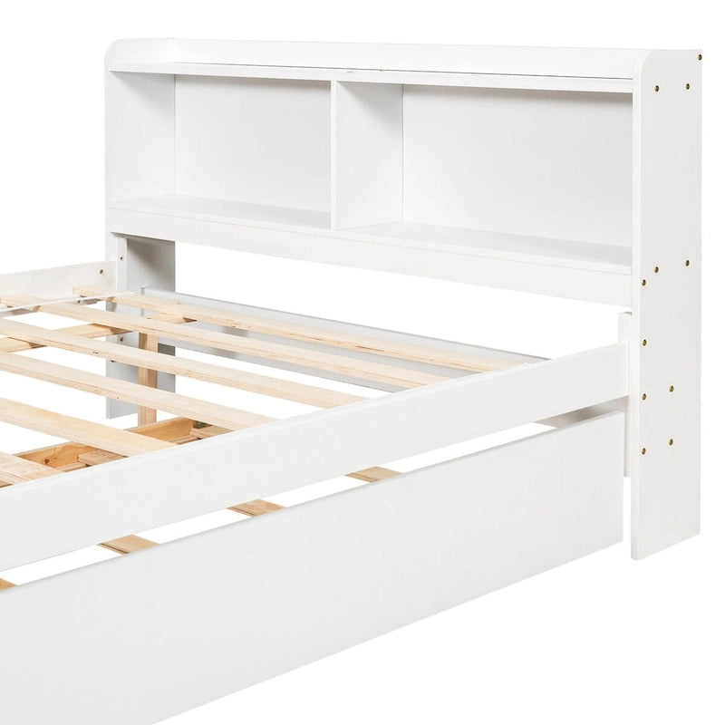 Cama doble con nido y estantería
