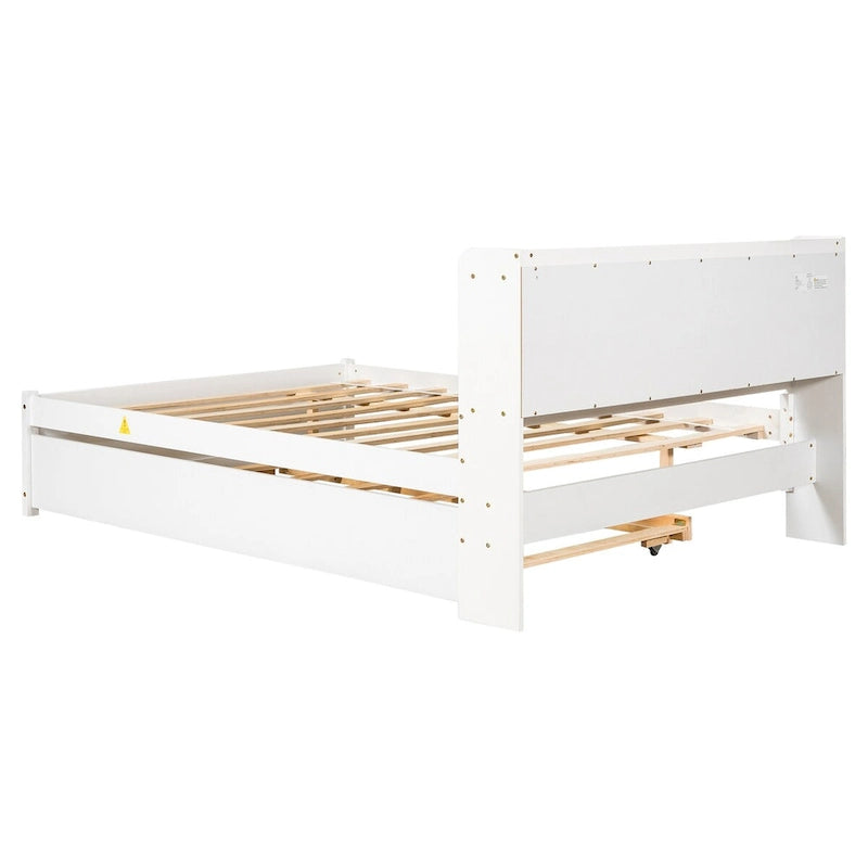 Cama doble con nido y estantería
