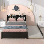 Cama doble con nido y estantería