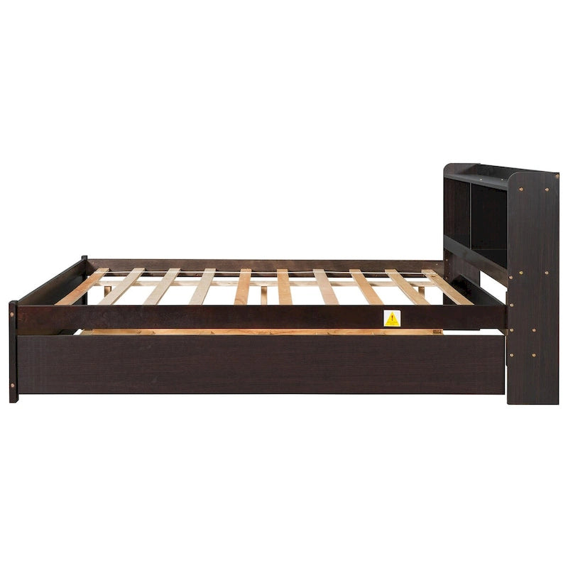 Cama doble con nido y estantería