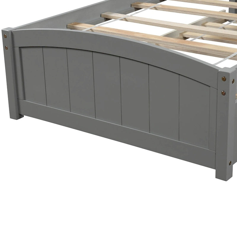 Cama de plataforma de madera maciza tamaño individual con cama nido
