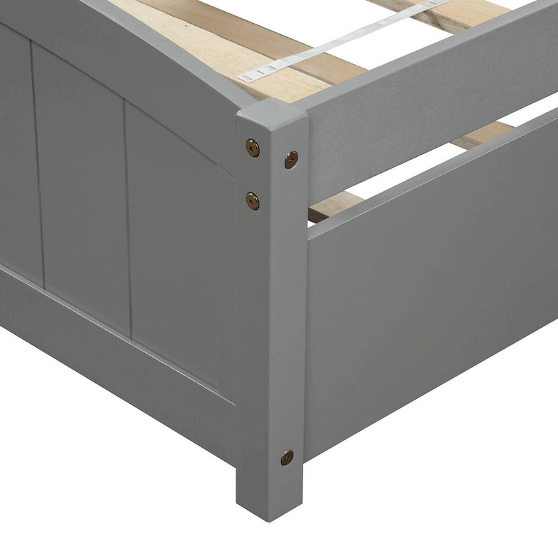 Cama de plataforma de madera maciza tamaño individual con cama nido