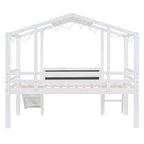 Cama alta individual con escalera y tobogán