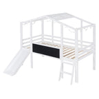 Cama alta individual con escalera y tobogán