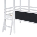 Cama alta individual con escalera y tobogán