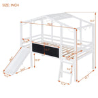 Cama alta individual con escalera y tobogán