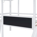 Cama alta individual con escalera y tobogán