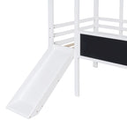 Cama alta individual con escalera y tobogán