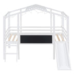 Cama alta individual con escalera y tobogán
