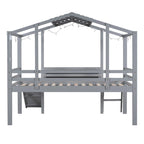 Cama alta individual con escalera y tobogán