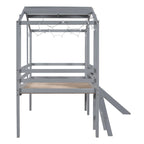 Cama alta individual con escalera y tobogán