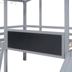 Cama alta individual con escalera y tobogán