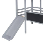 Cama alta individual con escalera y tobogán