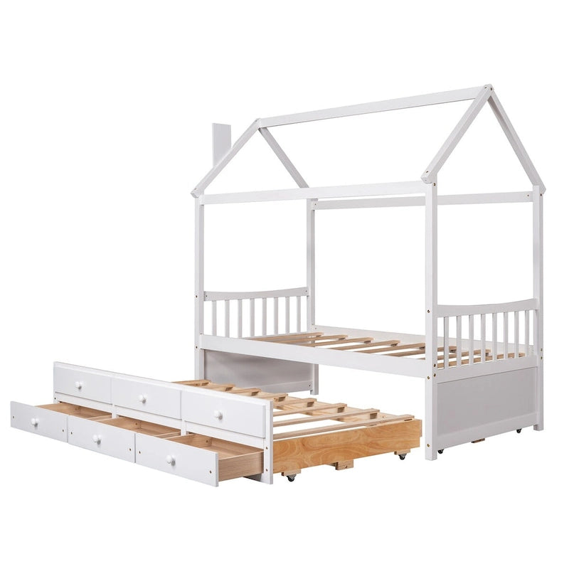 Cama Nido Doble de Madera con Cajones Adicionales