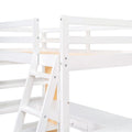 Loft Bed with Desk, Shelves, Drawer, and Ladder, Full-Length Guardrail