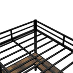Cama alta de metal con escritorio y estantes