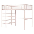 Cama loft individual de metal con estantes de 4 niveles y almacenamiento