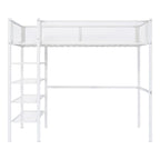 Cama loft individual de metal con estantes de 4 niveles y almacenamiento