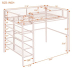 Cama loft individual de metal con estantes de 4 niveles y almacenamiento