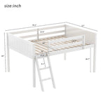 Cama tipo loft baja de madera con escalera, la escalera se puede colocar a la izquierda o a la derecha