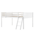 Cama tipo loft baja de madera con escalera, la escalera se puede colocar a la izquierda o a la derecha