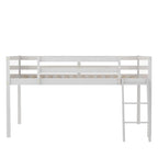 Cama tipo loft baja de madera con escalera, la escalera se puede colocar a la izquierda o a la derecha