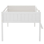 Cama tipo loft baja de madera con escalera, la escalera se puede colocar a la izquierda o a la derecha