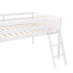Cama tipo loft baja de madera con escalera, la escalera se puede colocar a la izquierda o a la derecha